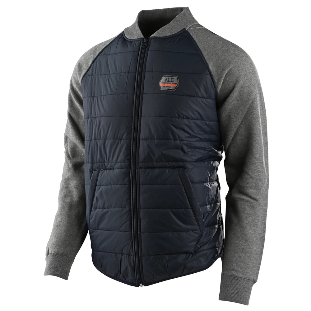 Troy Lee Designs Factory Quilted Bomber Zip Up Jacket Men's Navy and Gray Jacket